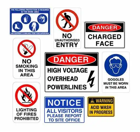 Metal/Aluminium UV Reflective Print Safety Warning Sign Danger Acid Area Sign 
