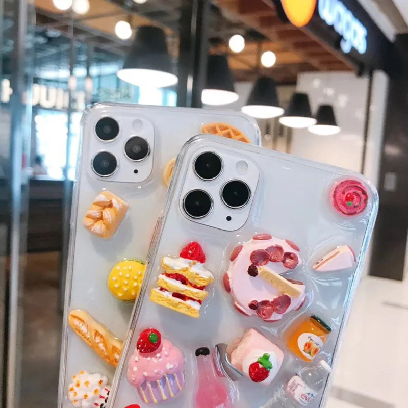 Funny Pizza Fries Donuts Cartoon 3D Food Phone Case For Iphone 12 Pro