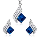 Fashion Jewelry Set Silver 925 Set 925 Silver Crystal Stone Necklace And Earring Women Bridal Wedding Fashion Jewelry Set