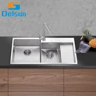 Sink Table Kitchen Sink Suppliers 2021 New Hot-selling Kitchen Sink 304 Double Bowl Stain In Steel Table With Sink