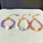 Pearl Hot Sell Natural Amethyst 14k Gold Plated Wrapped Handmade Pearl Tourmaline Rings Jewelry Women