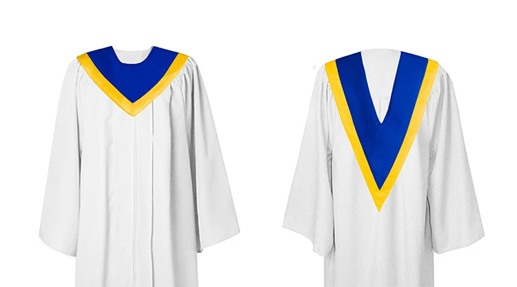 Two Color Satin Reversible Matte Front Choir Stole V Stole Reversible Choir Stoles with Border details
