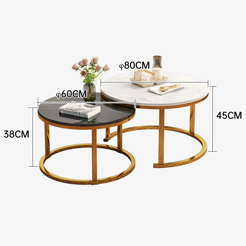 Modern living room  minimalist black white combination style  round wood fashion coffee table