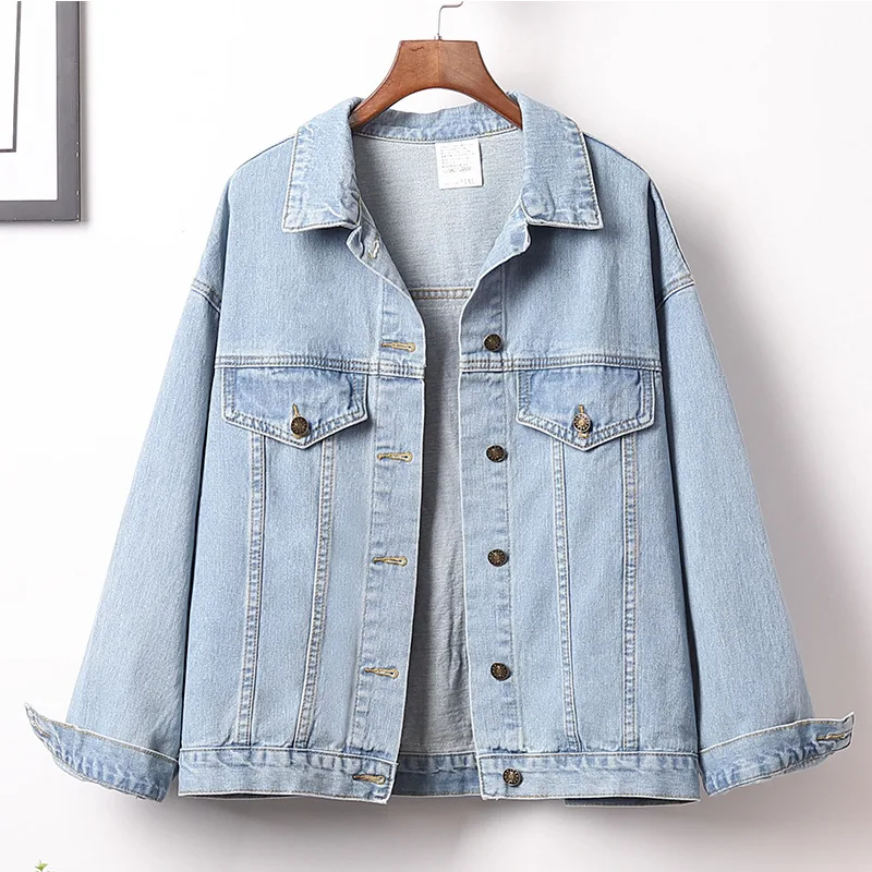 Custom Women's Oversized Vintage Denim Jacket Long Sleeve Cropped Coat with Fringe Sequin Embroidered Design supplier