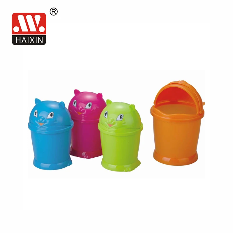 Haixing Hot Sale Plastic Cute Garbage bin with Cat Shaped Lid Dustbin Small Desk Waste Bin