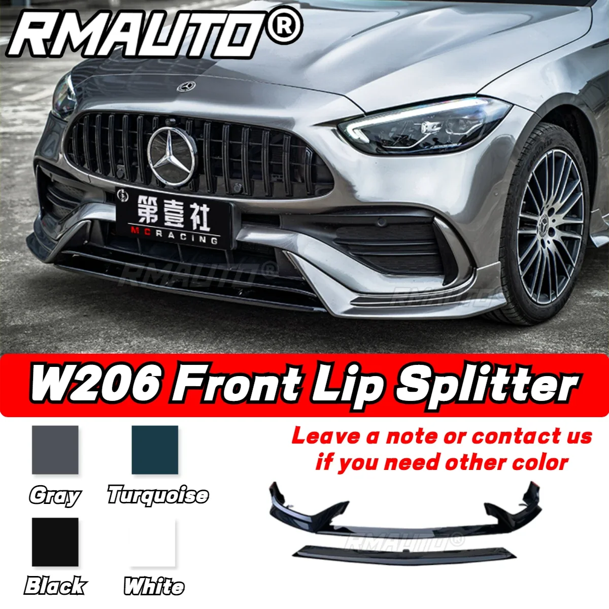 W Body Kit Front Bumper Lip Splitter Cover Side Skirt Racing Grill