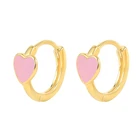 Heart Earrings Heart ROXI Wholesales 2021 Women 925 Sterling Silver Colorful Enamel Love Heart Hoop Earrings