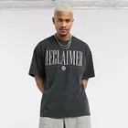 Vintage Custom Logo Printed Hip Hop Man Cool Tees Men Tshirts Crewneck Oversized Washed T-Shirt Customized