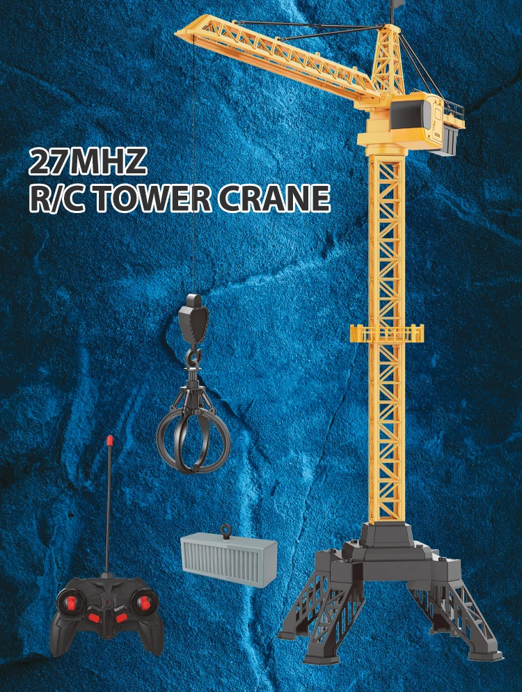fast gearz 27mhz remote control tower crane toy construction builder toy engineering model realistic lift action building play for kids-1