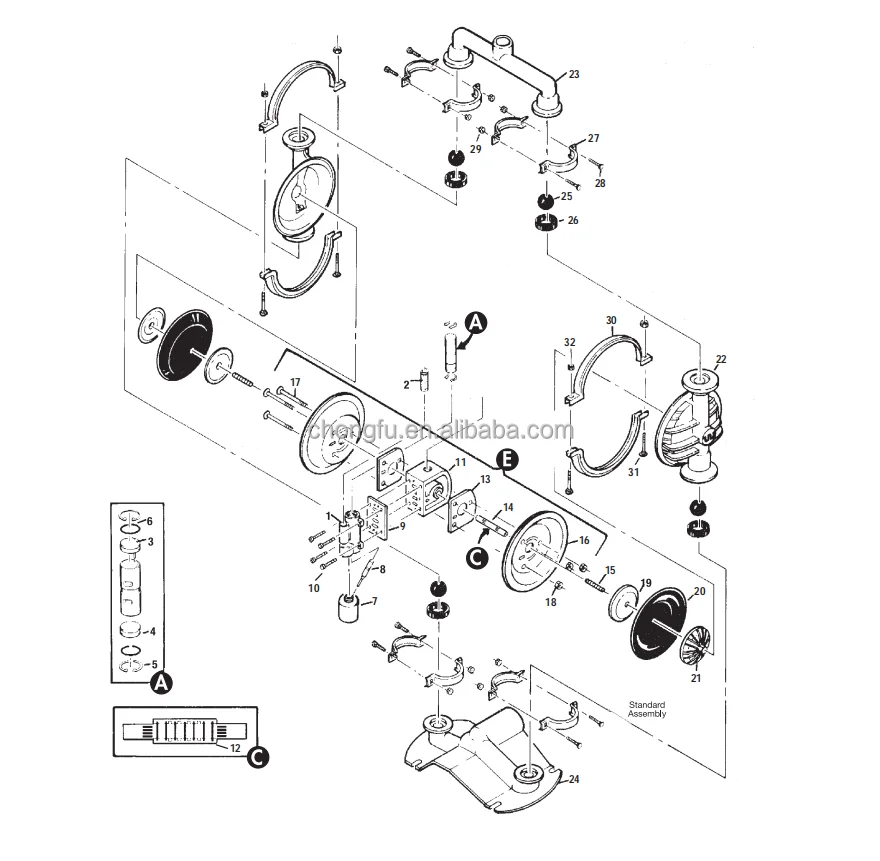 Wilden T4 Pneumatic Diaphragm 1.5inch na may Neoporene Rubber Diaphragm na Nilagyan sa supplier ng Wilden Pump