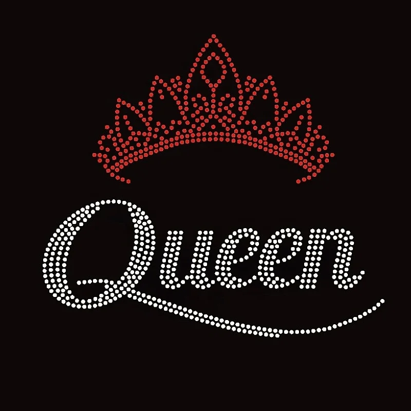 Bling Queen Crown Rhinestone Pattern heat transfer patches Custom Hotfix Rhinestone Design motif for T shirt