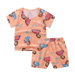 Wholesale Price Boys and Girls suits Cotton  Baby Short Sleeve Kids sets  Children Clothes Cartoon design with Cheap Price
