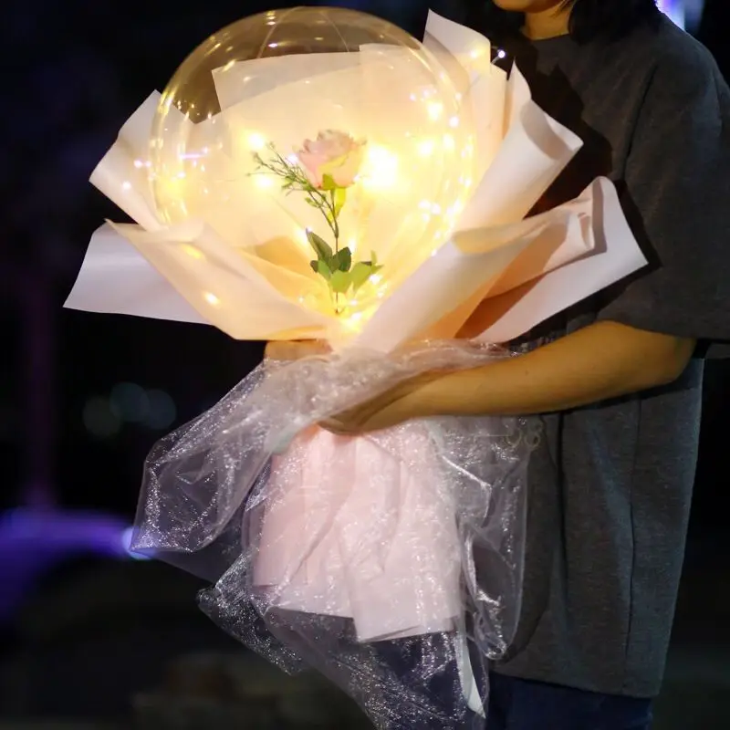 Details about  / Valentine/'s Day Gift Luminous Led Light Balloon Rose Flower For Bouquet Party