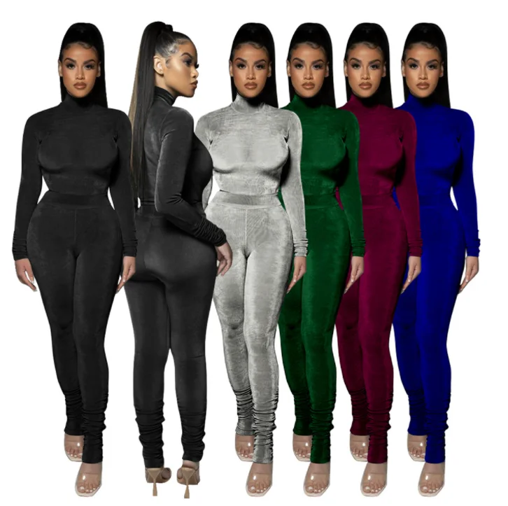 Velvet Two-piece Suit Factory 2022 Trendy Ladies Velvet 2 Outfits Skinny  Stacked Pants Fall Women Sweatsuit Set Tracksuit - Buy Plus Size Women  Clothes Two Piece Sets,Long Sleeve Women Two Piece Sets,High