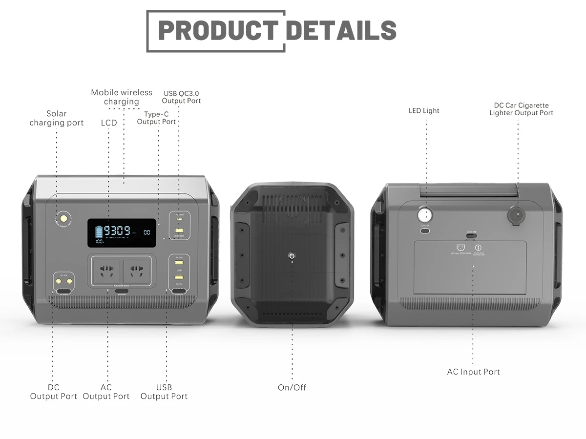 Ac/dc Outlets Backup Lithium Battery Home Energy Storage Supply Outdoor