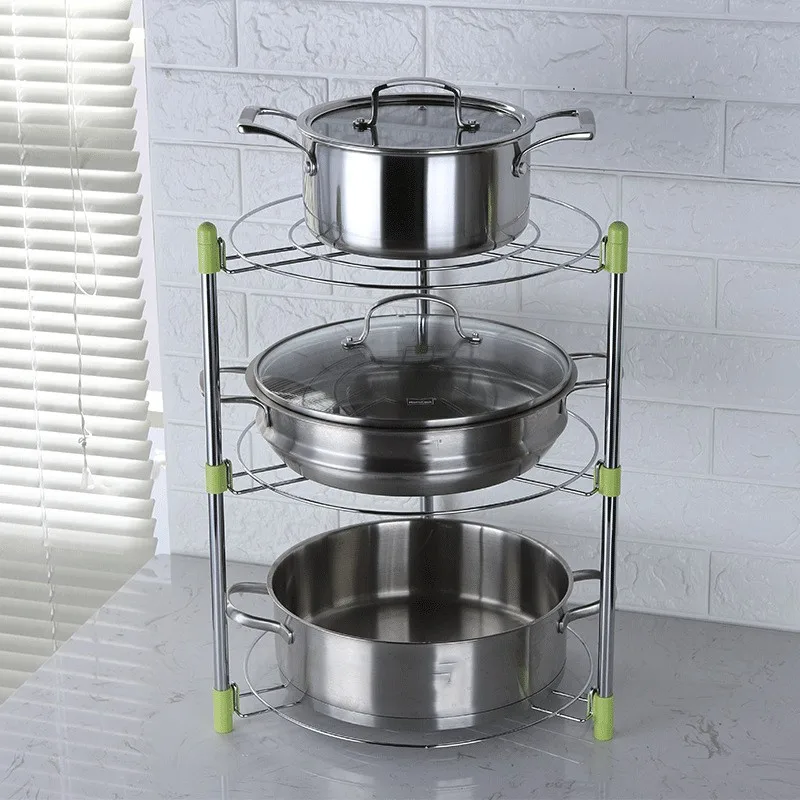 New favourable product modern simple multiple tier iron kitchen pot storage rack holder organizer