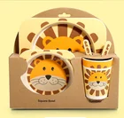 Bamboo Bamboo 5-Piece Patterned Multi-Colored Bamboo Fibre Kids Dinnerware Set