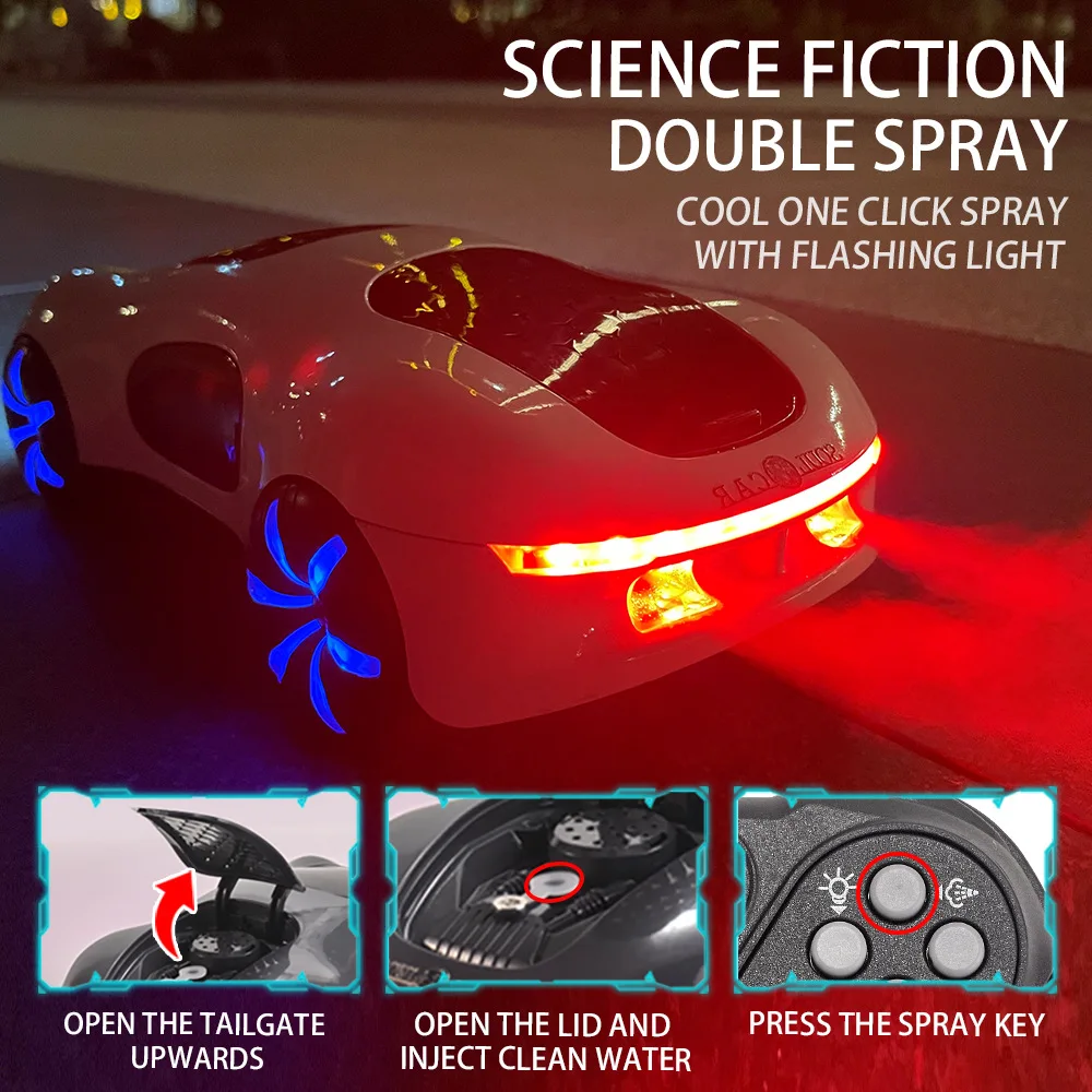 2.4Ghz Remote Control Soul Car Watch Gesture Control Smoke Dual Spray Drift Car Full Scale Rc Sport Car with Light