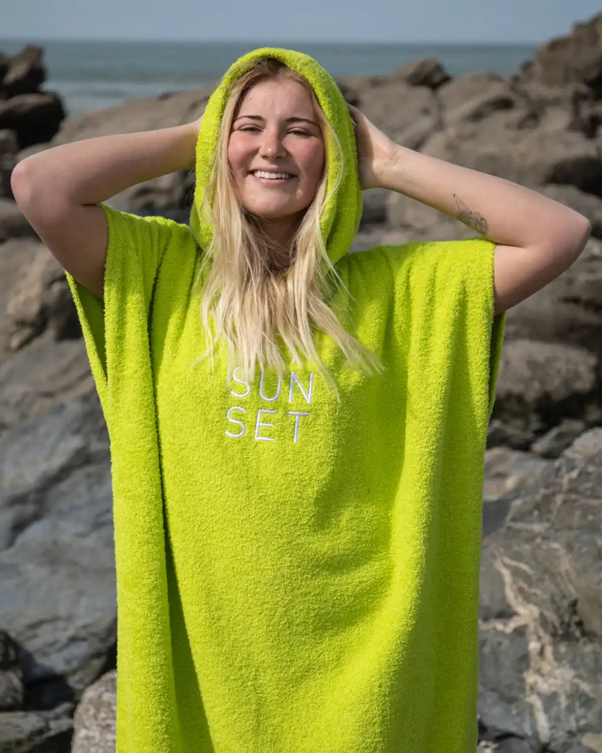 short sleeves women surf poncho hoodie towel