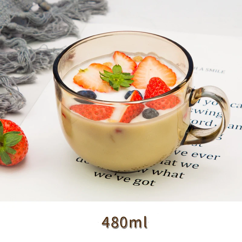 2023 high quality round shape breakfast cup oat cup coffee glass mug cup