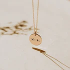 Gold Pendant 14K Gold Pated Disc Pendant Jewelry Custom Personalized Pattern Stainless Steel Women's Necklace