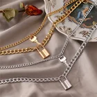 Lock Chain Lock Pendant Chain Choker Necklace Multilayered Lock And Key Necklace For Women Girls