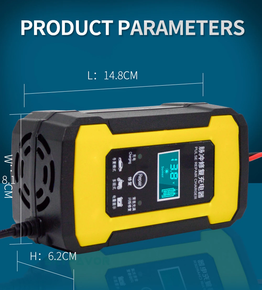 Automatic Intelligent 12V battery charger 12V 6A fast Pulse Repair lead acid battery charger for car motorcycle truck batteries