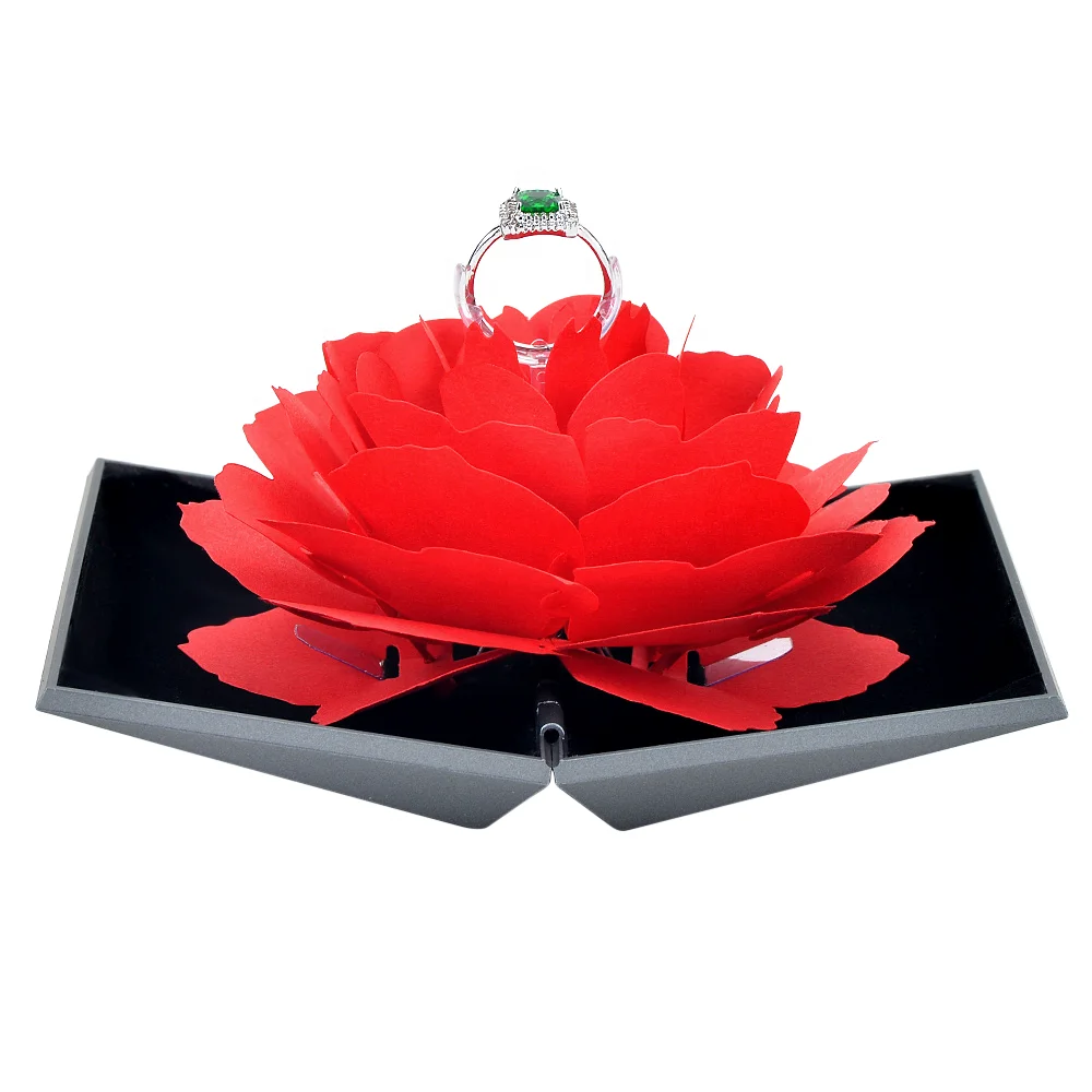 Popular creative romantic gift box for wedding jewelry box plastic with flower