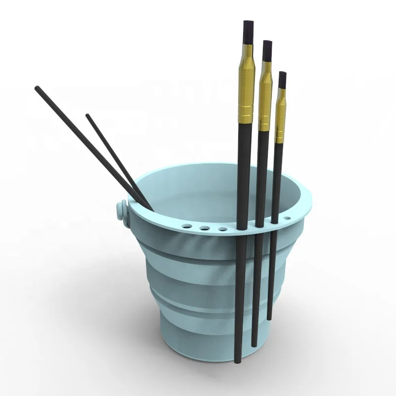 Collapsible Portable Paint Brush Cleaner Cups With Holder Custom Colors Paint Brush Cleaner Basket Pot Set Soft Silica Gel Cup