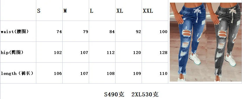 New Arrivals Plus Size Mid Waist Casual Washed Skinny Blue Denim Pencil Pants Ripped Distressed Women's Jeans supplier