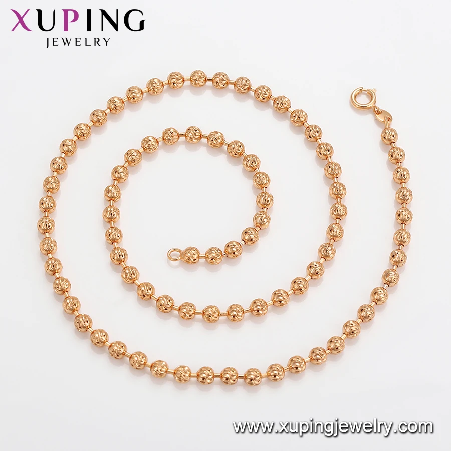 46305 xuping classical gold chain necklaces beaded 18k gold plated chain necklace