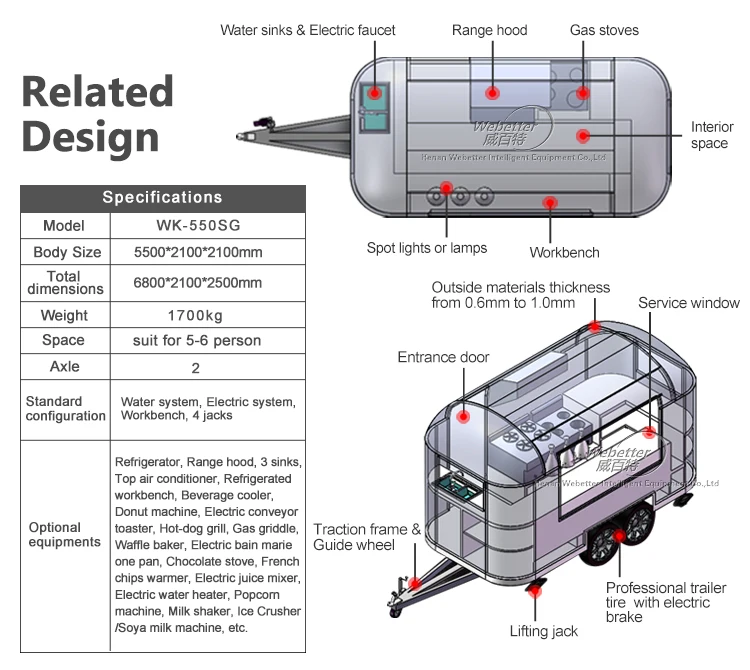 Wecare Airstream Comercial Mobile Kitchen Fast Catering Food Foodtruck