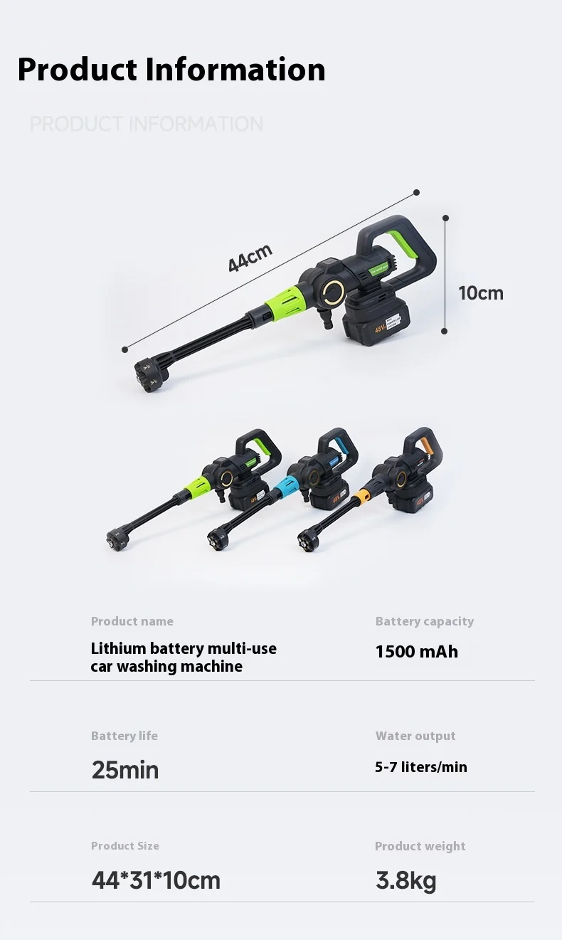 Brushless Portable Mini Electric 12V High-Power Washing Gun Battery Powered Car Washer for Cleaning Cars Gardens Glass Floors