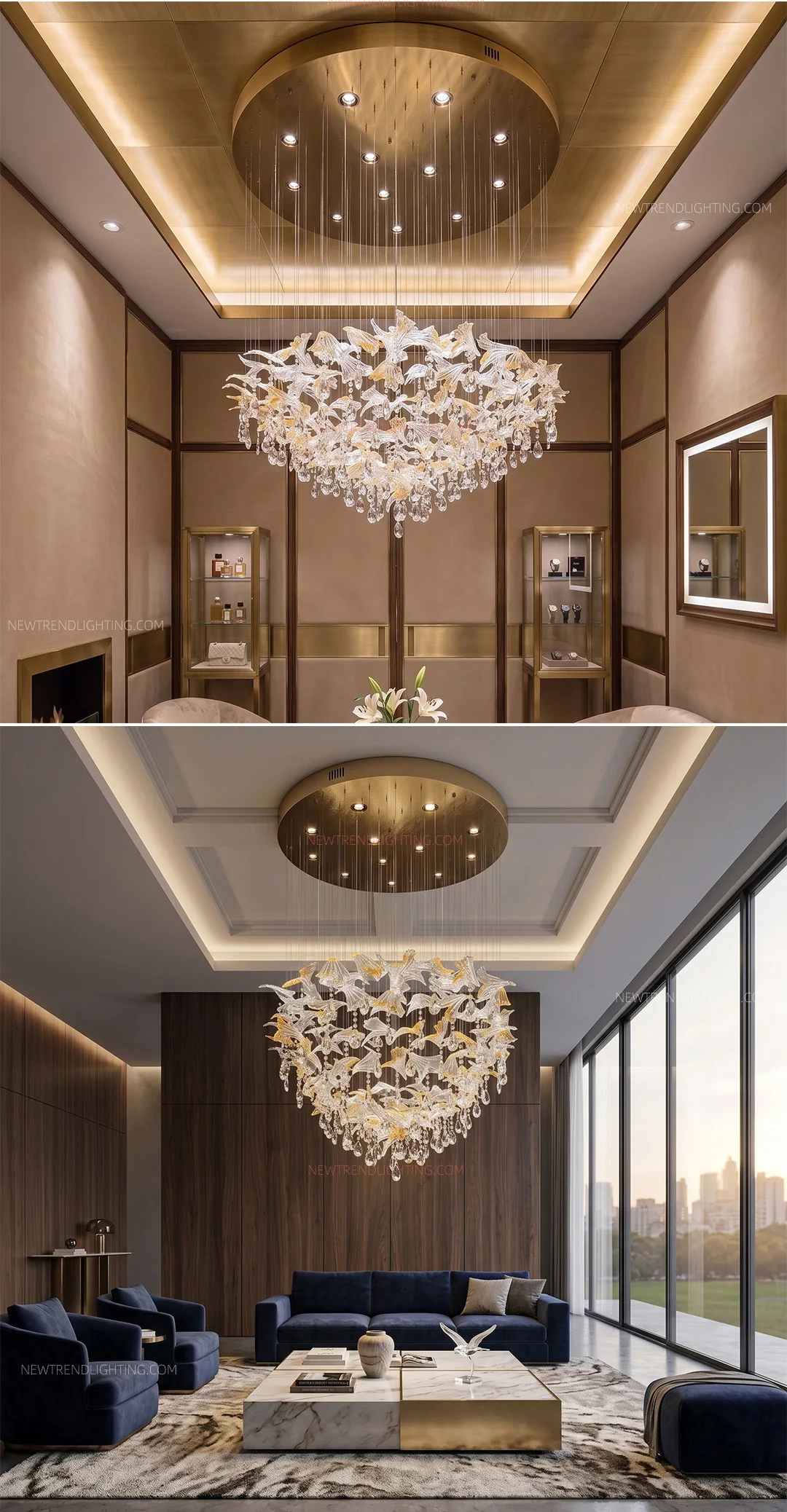 cpl 518 custom luxury architectural ceiling chandelier bespoke flush mount led lighting manufacturer for high end villas-4