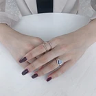 Black Ring 925 Sterling Silver Hexagon Geometric Black Resin Open Finger Ring