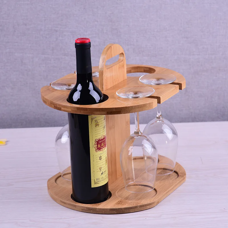 A3047    Red Wine Cup Holder Display Solid Wood Bamboo Bar Hanging Down Inverted Rack Glass Cup Drain Goblet Shelf