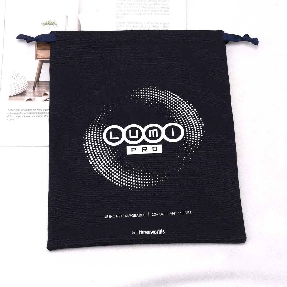 Custom Logo Printing Black Cotton Linen Drawstring Shaver Gift Packaging Pouch Muslin Cotton Dust Bag