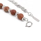 Unakite Silver Plated Unakite Link Chain Necklaces Women Jewelry Silver Women Gift Party Trendy Necklace