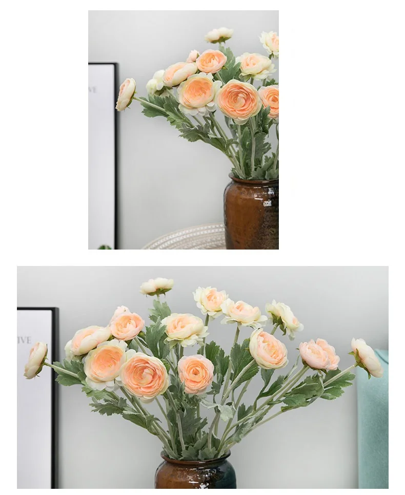 Popular 2024 New Artificial Tea Rose Baby Pink Flower Fabric Flower Ranunculus Buy Wholesale