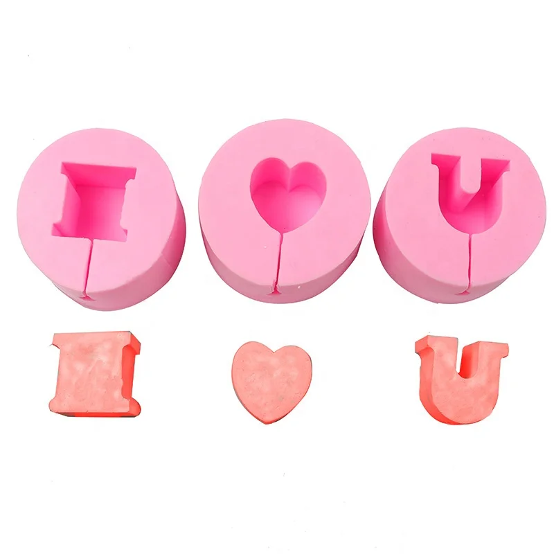 3D LOVE Letter Candle Mold Aromatherapy Soap Shaped Craft Silicone DIY Gypsum Mould for Making Aroma Candle