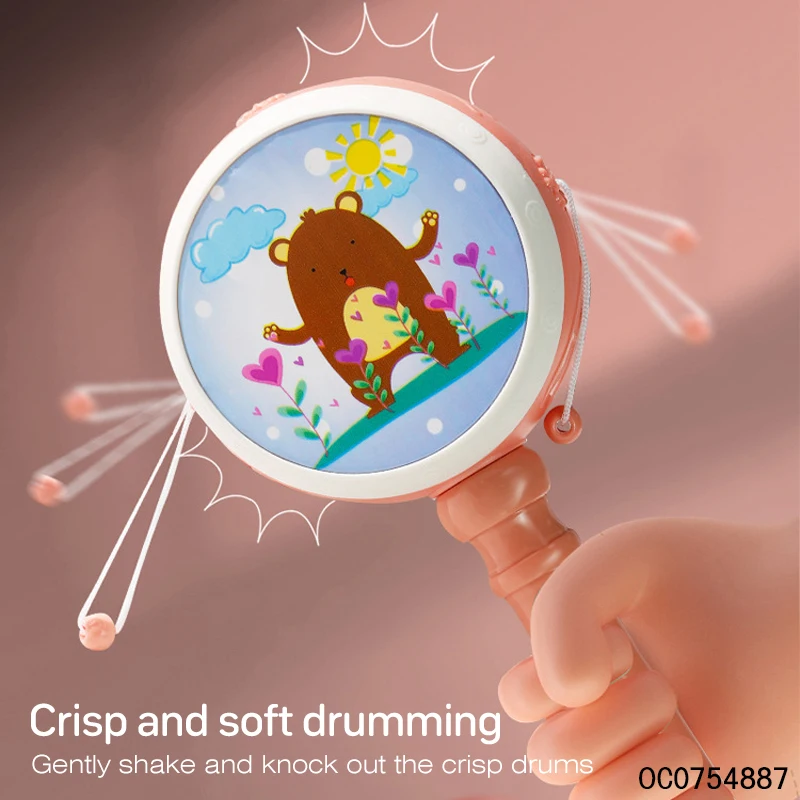 Electronic musical chinese hand rattle drum baby comforter toy set