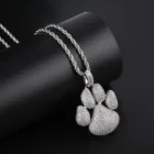 Necklace Shiny Hip Hop Jewelry Cheap Iced Out Zircon Lovely Dog Paw Pendant Necklace