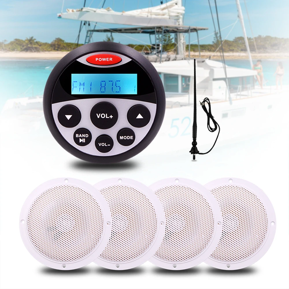 Marine Stereo Antenna Waterproof Boat Stereo UTV Radio Bluetooth Audio Music 