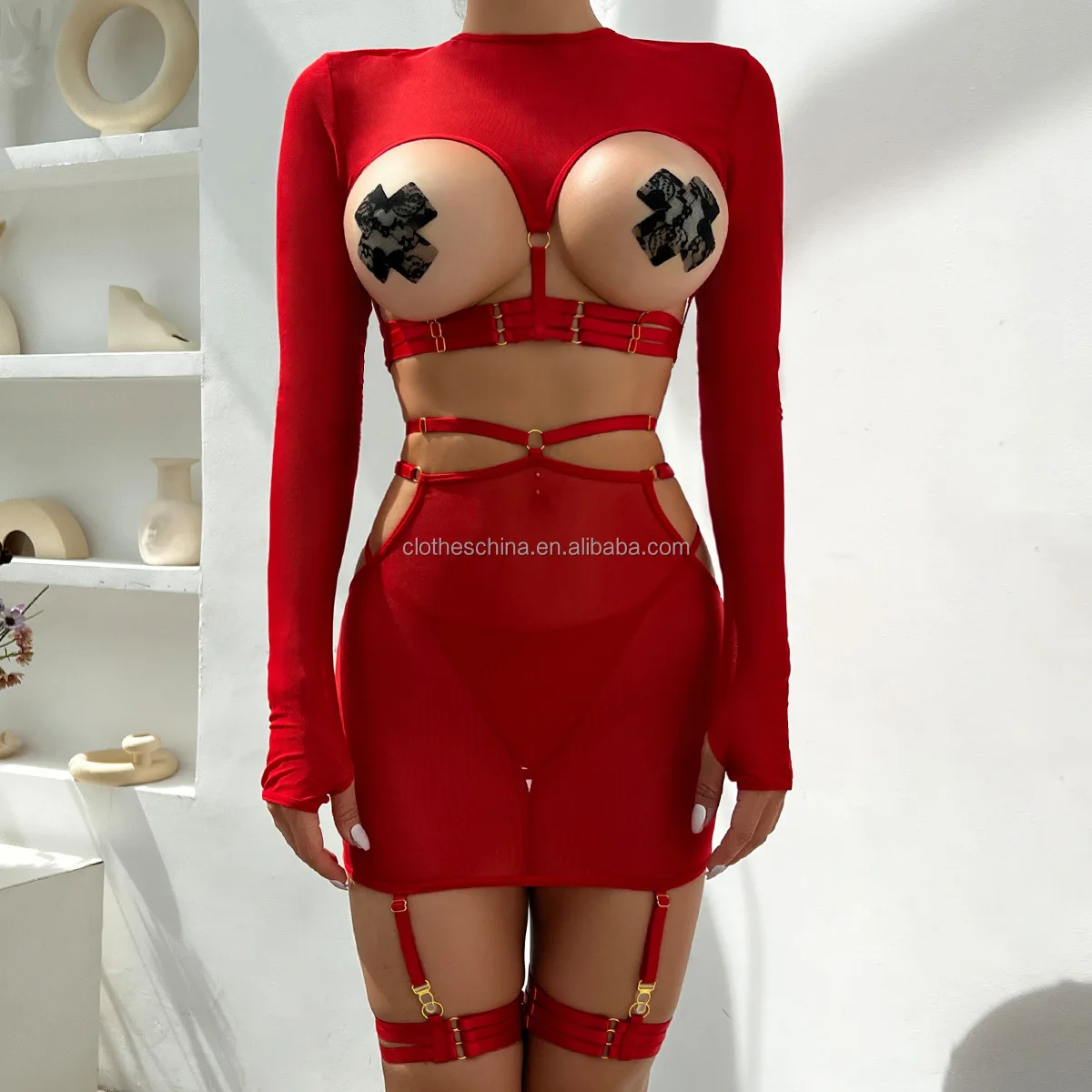 Chuangerm Oem New Fashion Wholesale Sexy Lingerie Sets Erotic Mesh