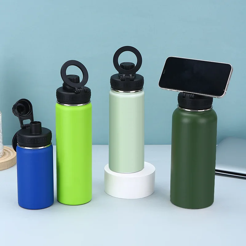 Top Seller 32oz 1000ml Water Bottle Magnet Sport Running Top Magnetic Lid Water Bottle Phone Holder