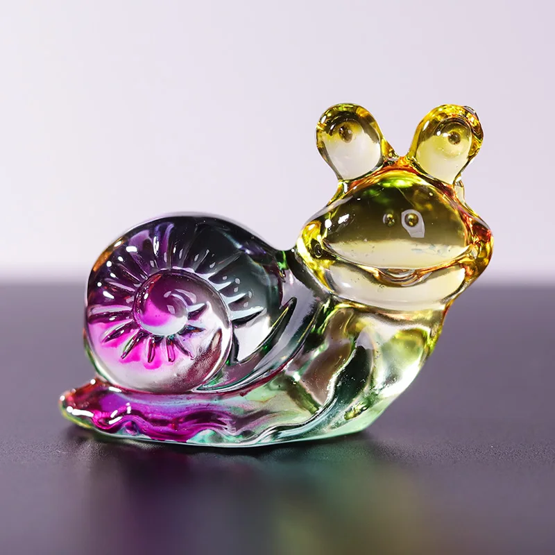 product new creative colorful crystal glass snail model realistic exquisite home decoration desktop ornament supplies-7