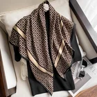 Scarf Black Korea 2021 Spring New Fashion Big Square Scarf Female Silk Scarf Letter Black Shawl Gauze Scarf