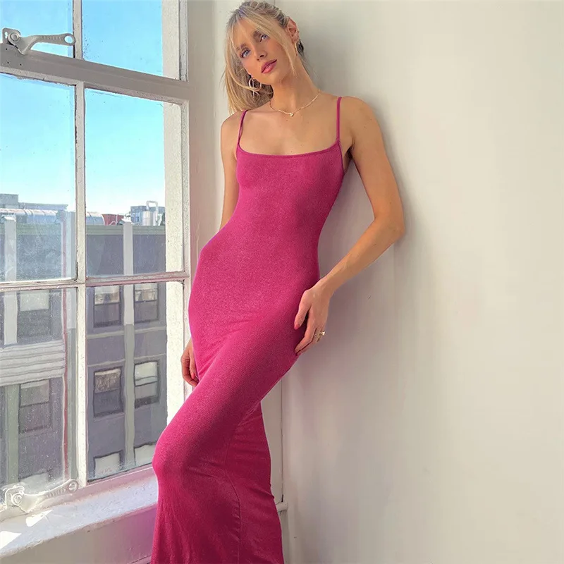 2023 luxury branded news lounge wear women s clothing dupe hot pink prom elegant maxi slip dress ladies