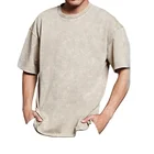 Men Shirt Wholesales High Quality Men Blank Plain Acid Wash Distressed Knit Tee Oversized T Shirt
