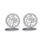 Silver Earrings 925 Silver Rainbow Cubic Zirconia CZ Crystal Tree Of Life Stud Earrings